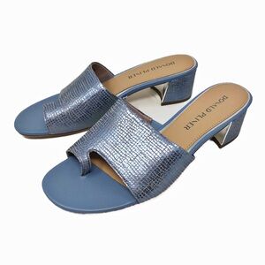 Donald Pliner Leather Metallic Blue Heeled Sandals Size 9